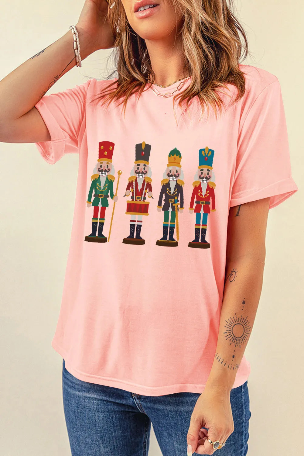 Nutcracker Round Neck Short Sleeve T-Shirt - felvior