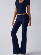 Devine V-Neck Top and Bootcut Leggings Set