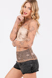 SAGE + FIG Mesh Long Sleeve Sheer Floral Embroidery Top - felvior