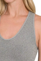 Zenana Seamless Ribbed Cropped Racerback Tank Top