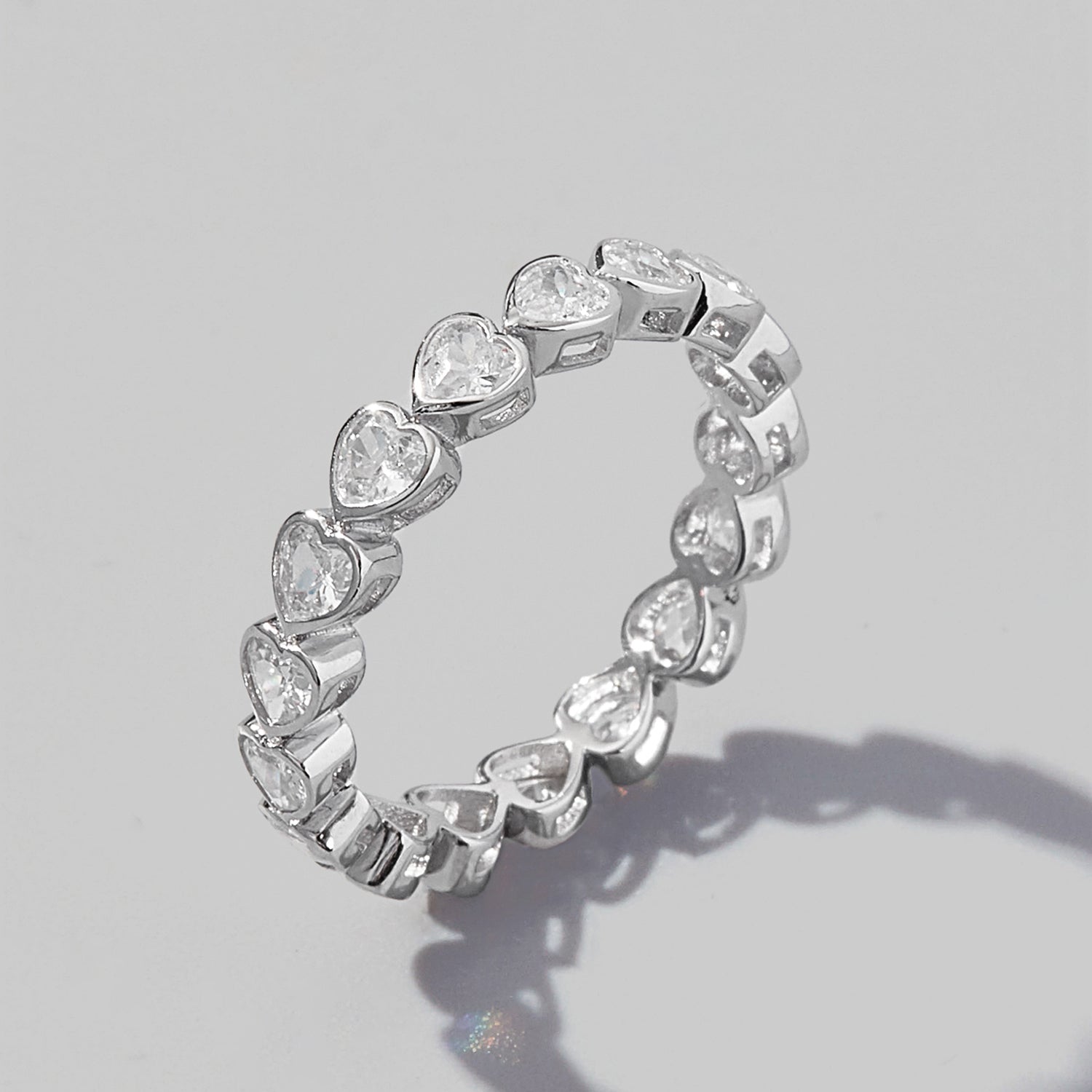 925 Sterling Silver Zircon Heart Ring - felvior