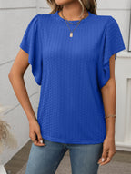 Round Neck Flutter Sleeve T-Shirt