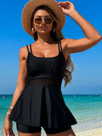 Scoop Neck Double Spaghetti Strap Top and Shorts Set