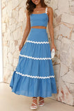 Contrast Trim Cami and Maxi Skirt Set - felvior