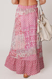 Printed Tassel Drawstring High Waist Maxi Skirt - felvior