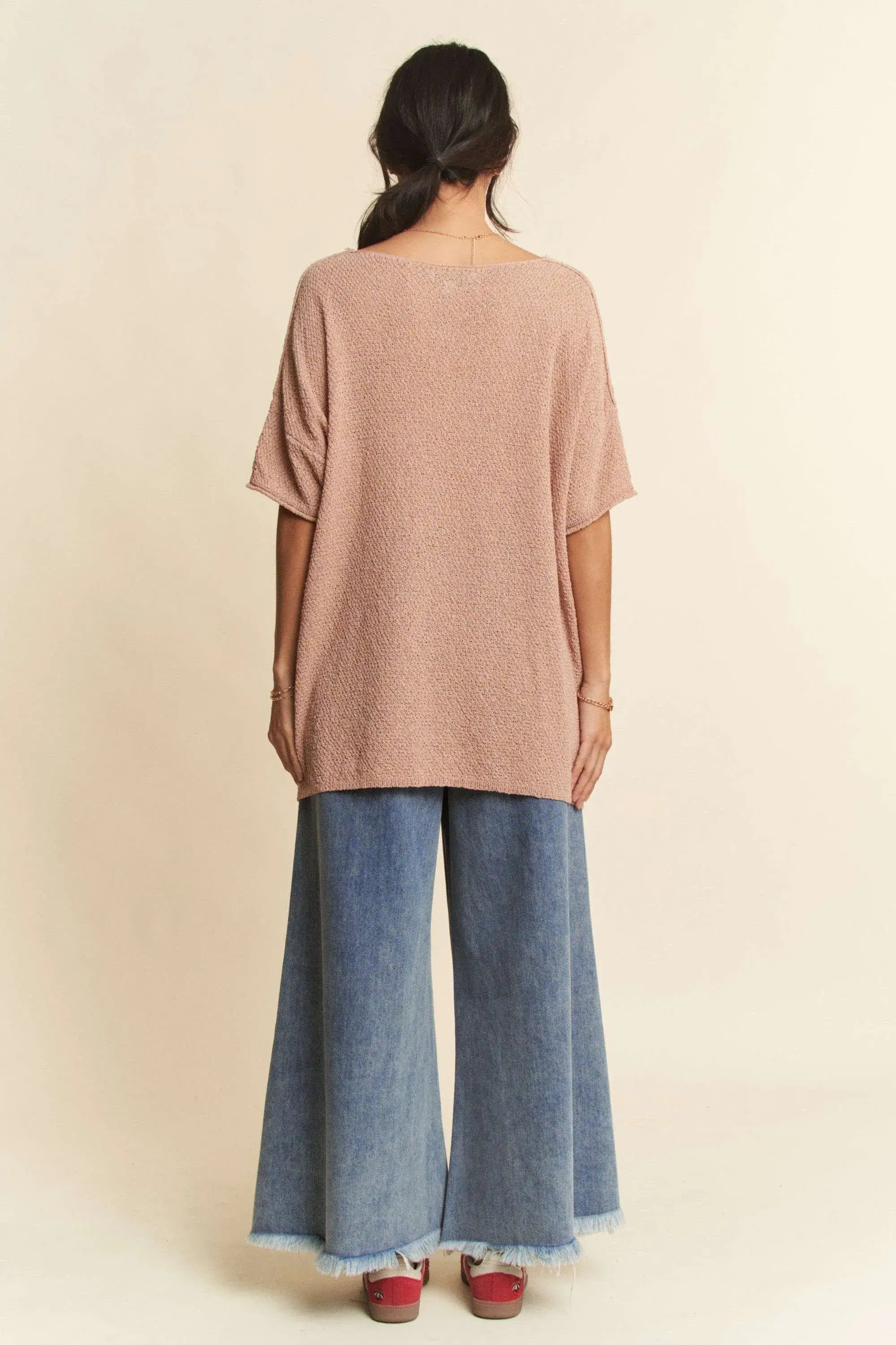 Davi & Dani Patch Pocket Wide Leg Culotte Jeans