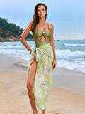 Cutout Sweetheart Neck One-Piece Swimwear and Cover-Up Swim Set - felvior