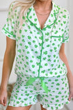 Lucky Clover Shirt and Shorts Lounge Set - felvior