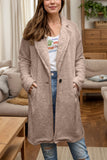 Full Size One Button Long Sleeve Longline Plush Coat - felvior
