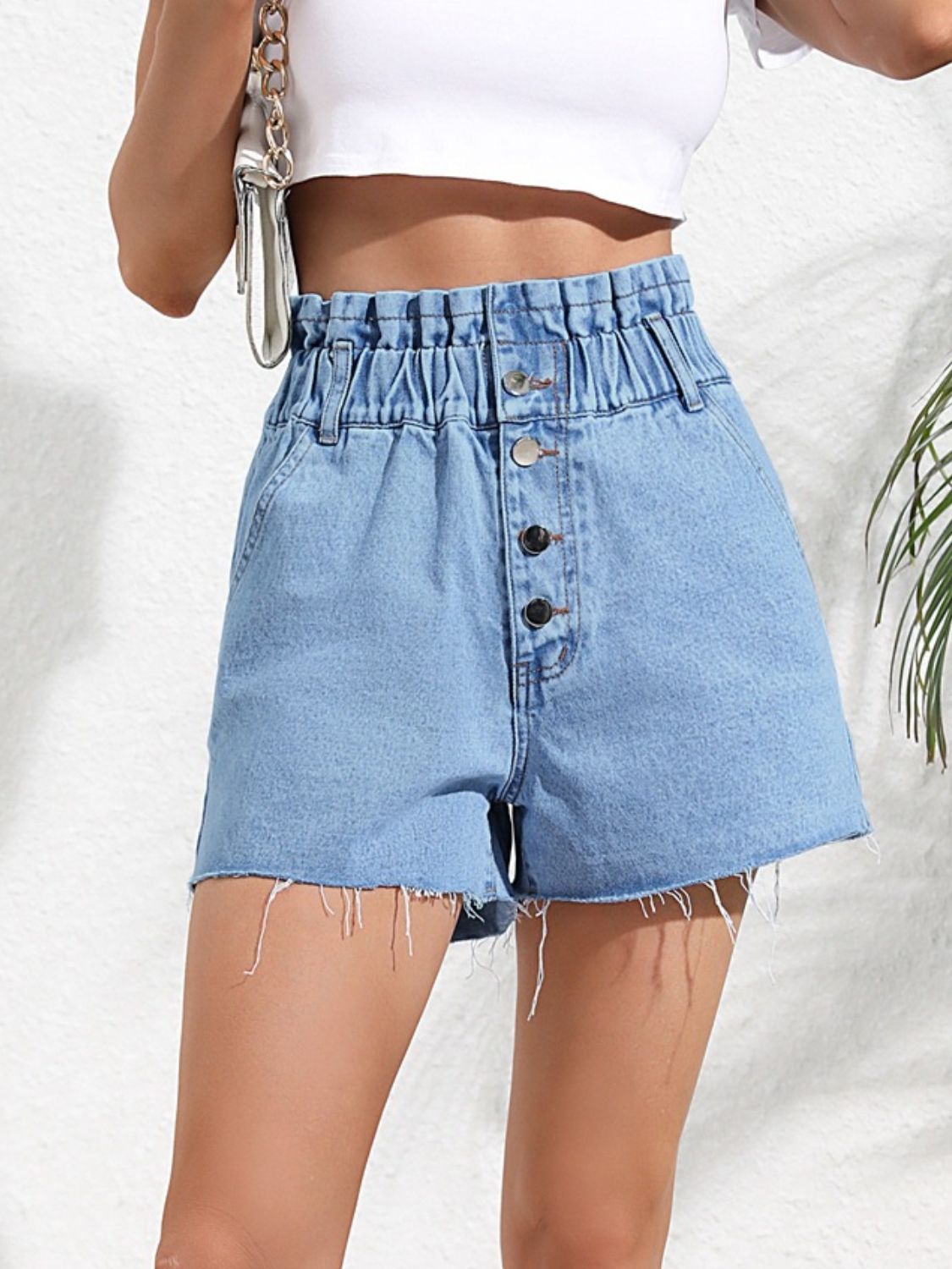 Denim Shorts with Pockets - felvior