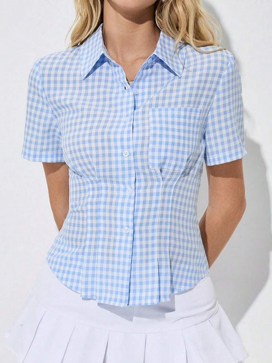 Button Down Short Sleeve Shirt - felvior