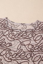 Printed Round Neck Short Sleeve Mesh T-Shirt