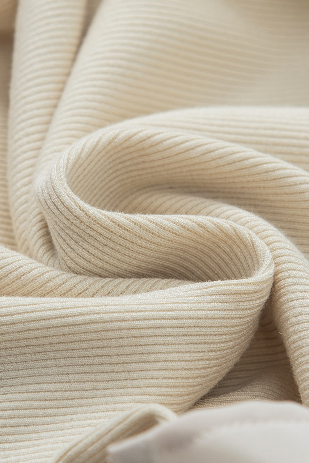 Ruffle Flutter Sleeve Mock Neck Ribbed Top