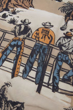 Cowboy Print Round Neck Short Sleeve T Shirt