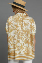 Umgee Full Size Tropical Print Button Down Shirt Plus Size