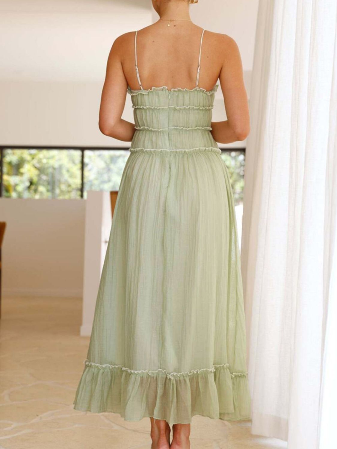 Devine Frill Ruffled Hem Midi Cami Dress - felvior