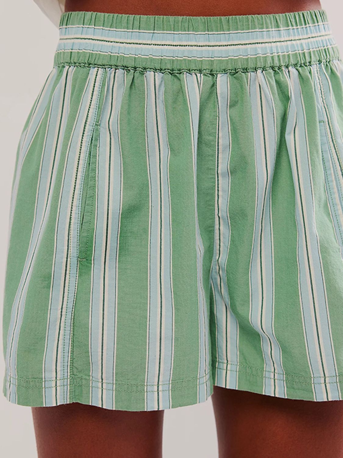 Striped Elastic Waist Shorts