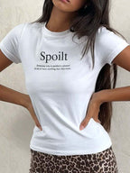 Letter Round Neck Short Sleeve T-Shirt