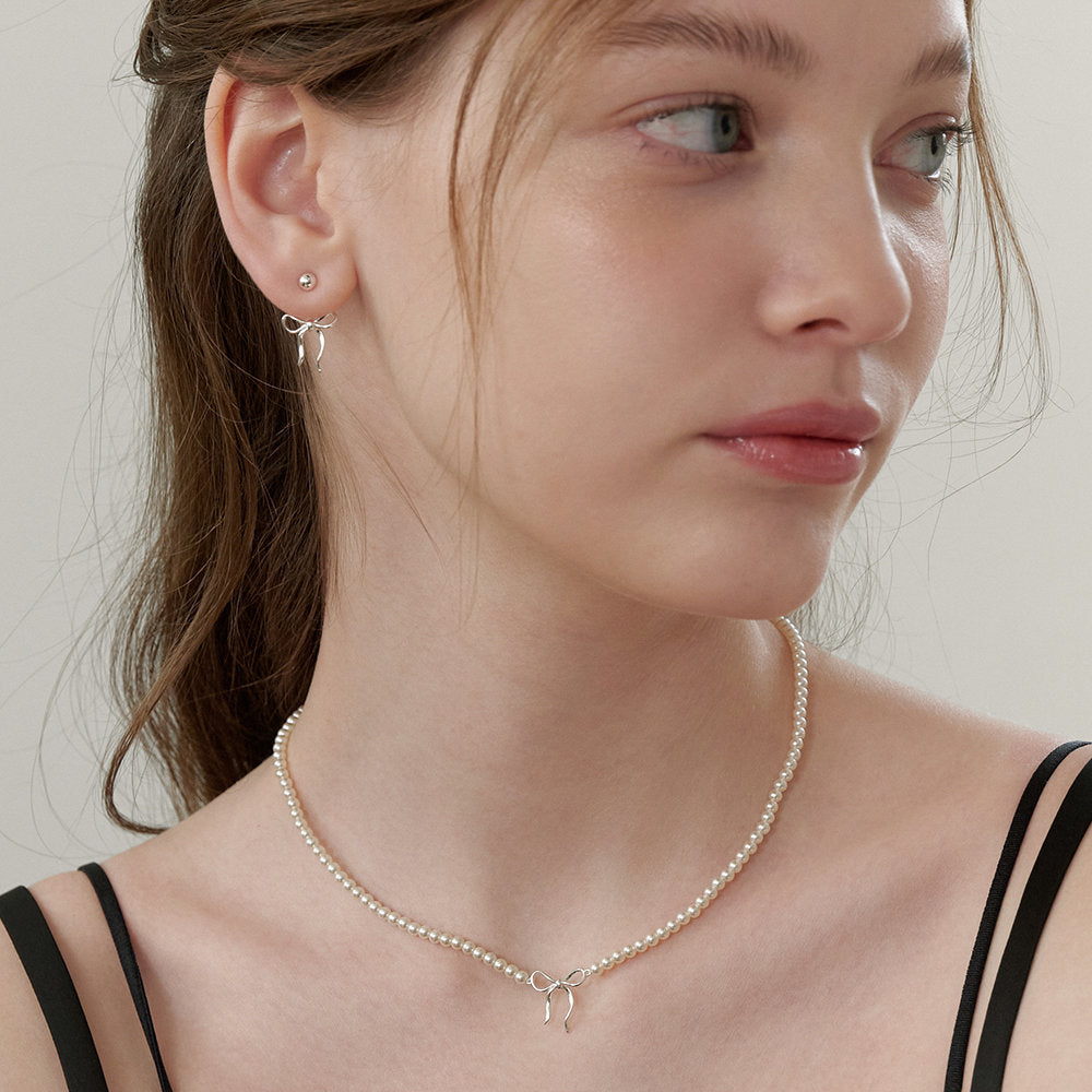 Copper Pearls Bow Necklace - felvior