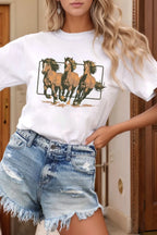 Texas Horse Graphic Cuffed Sleeve T Shirt