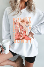 Boots Graphic Round Neck Long Sleeve Sweatshirt