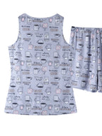 Printed Round Neck Top and Shorts Lounge Set