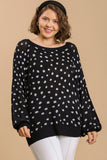 Umgee Full Size Dalmatian Hand Stamped Round Neck Sweater Plus Size - felvior