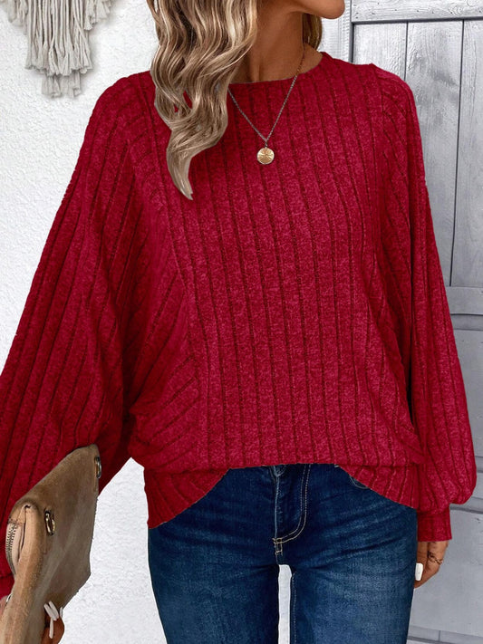 Plus Size Round Neck Batwing Sleeve T-Shirt - felvior