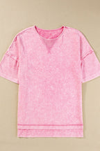 Mineral Wash Drop Shoulder Round Neck T-Shirt