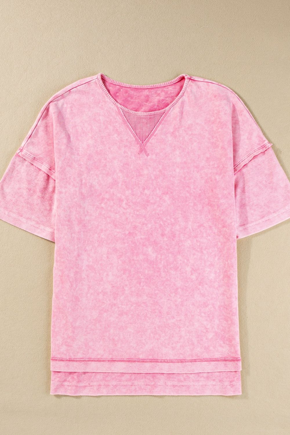 Mineral Wash Drop Shoulder Round Neck T-Shirt