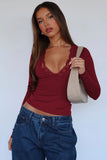Lace Detail V-Neck Long Sleeve T-Shirt - felvior