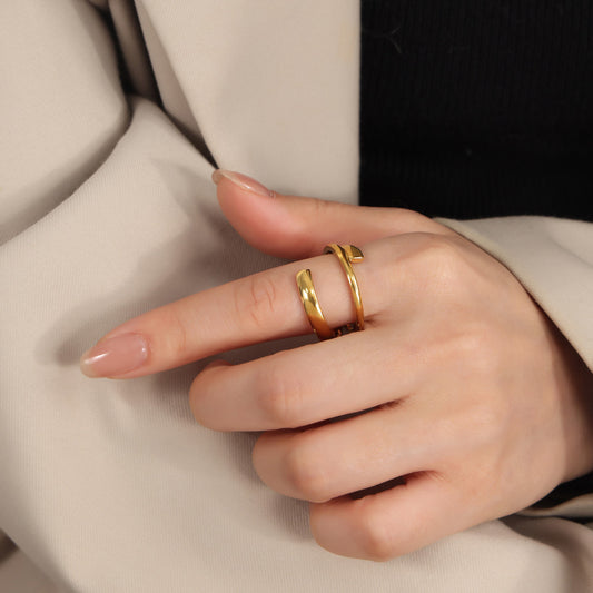 Titanium Steel Layered Wrap Ring - felvior