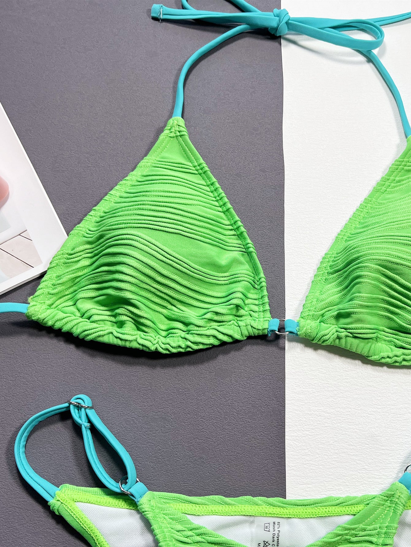 Ribbed Halter Neck Two-Piece Bikini Set - felvior