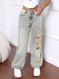 Distressed High Waist Jeans - felvior