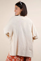 VERY J Plus Size Dolman Sleeve Button Down Gauze Shirt