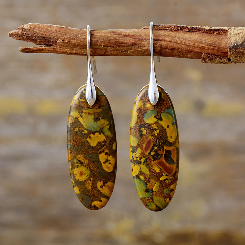 Natural Stone Copper Dangle Earrings - felvior
