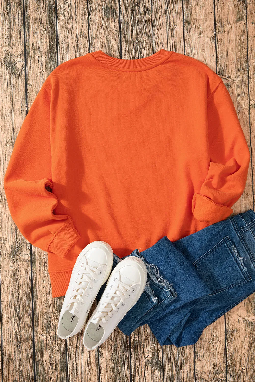 Letter Round Neck Long Sleeve Sweatshirt - felvior