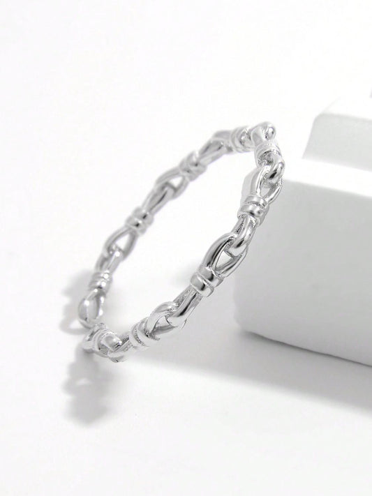925 Sterling Silver Knot Shape Open Ring - felvior
