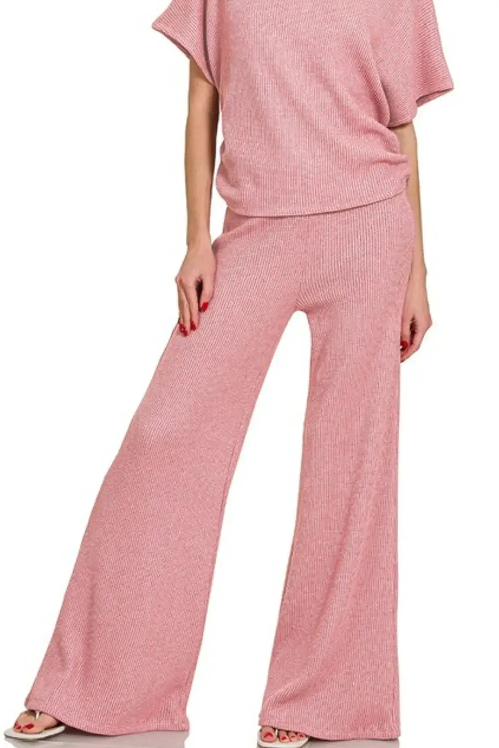 Zenana Sweater Mock Neck Top & Long Pants Set