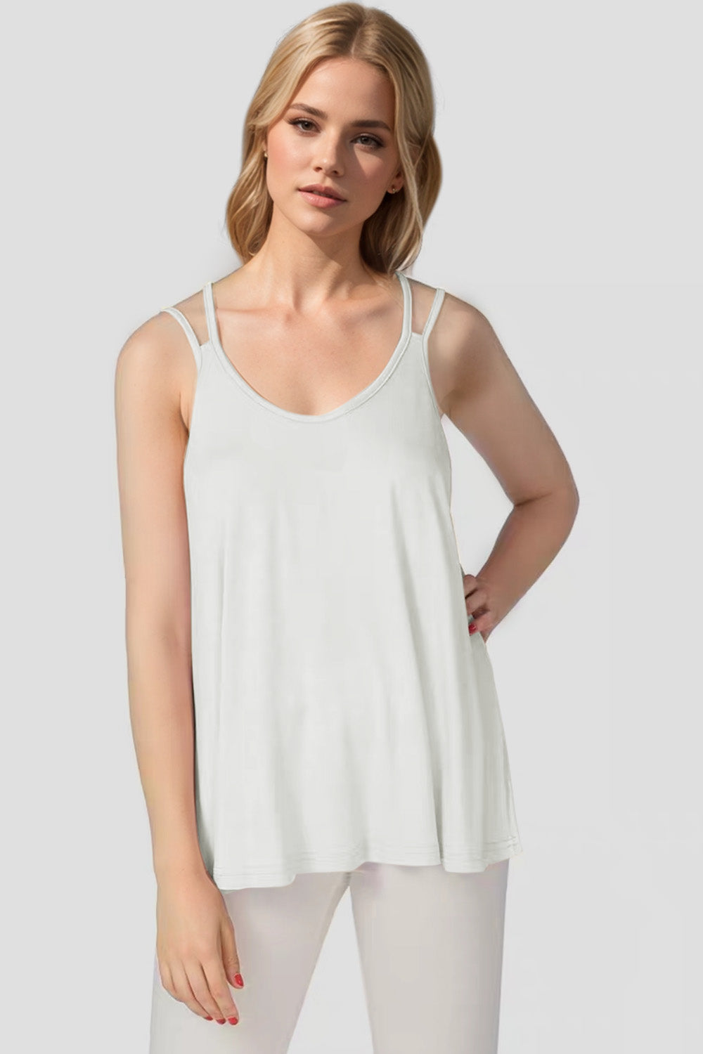 Basic Bae Bamboo Scoop Neck Double Spaghetti Straps Cami - felvior