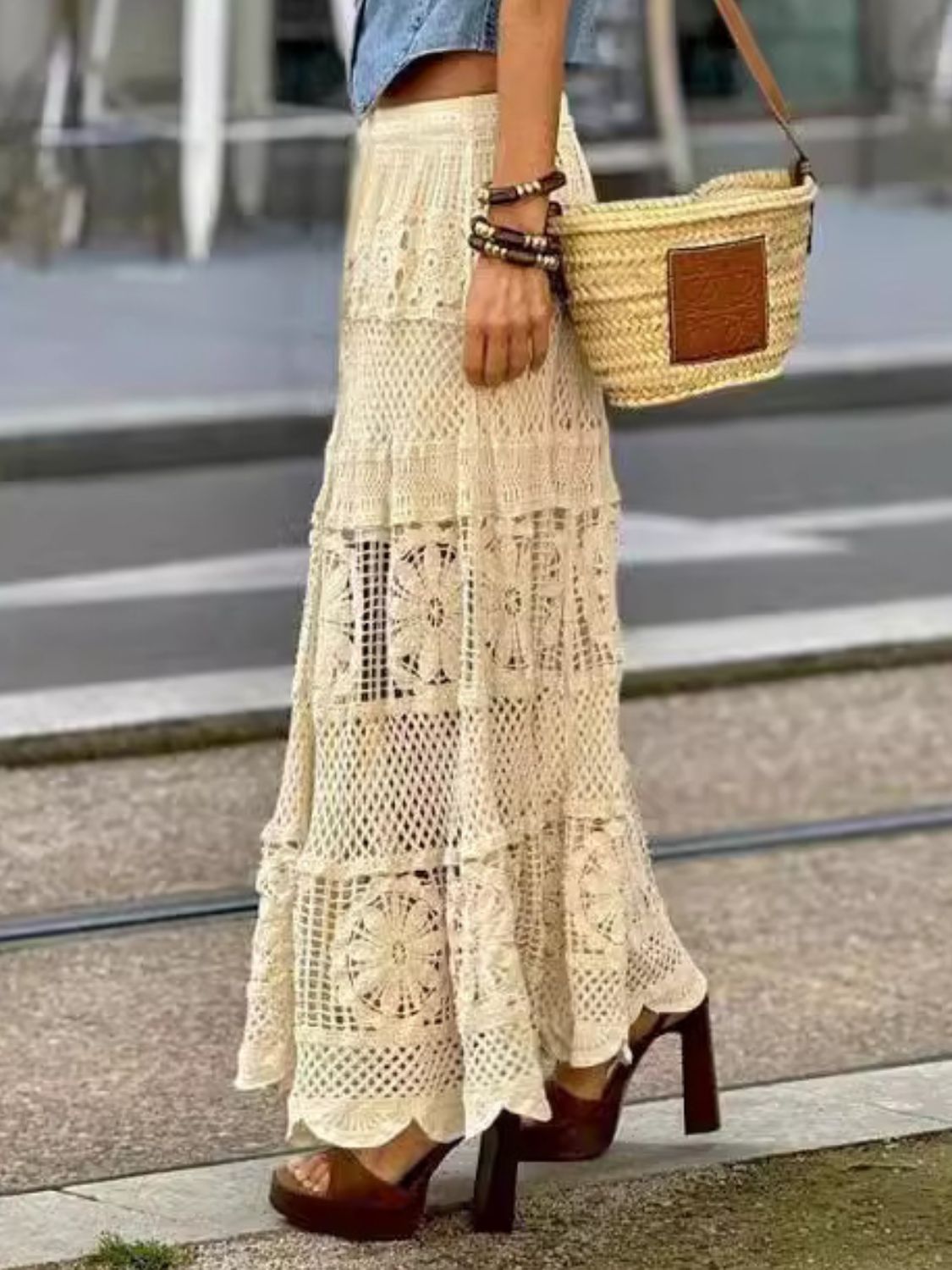 Openwork Crochet Maxi Skirt - felvior