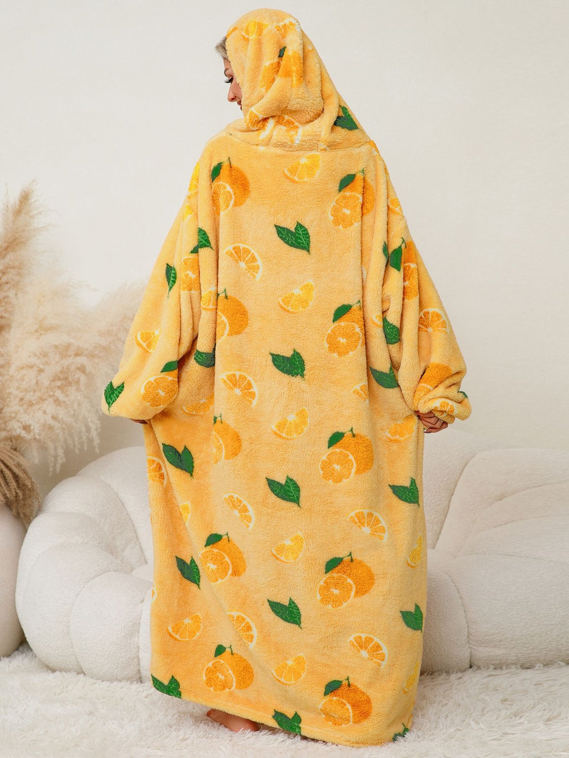 Fuzzy Pocketed Long Sleeve Hooded Lounge Dress - felvior