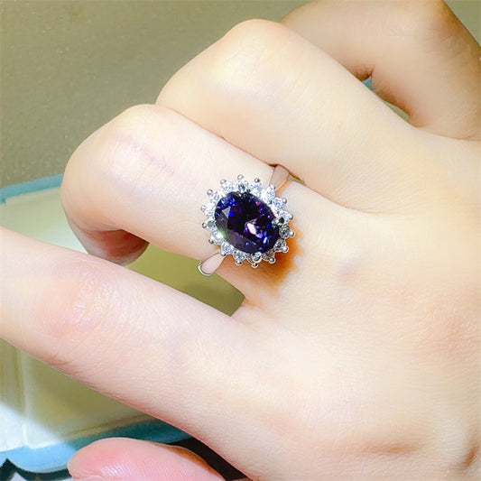 2 Carat 925 Sterling Silver Oval Moissanite Ring - felvior