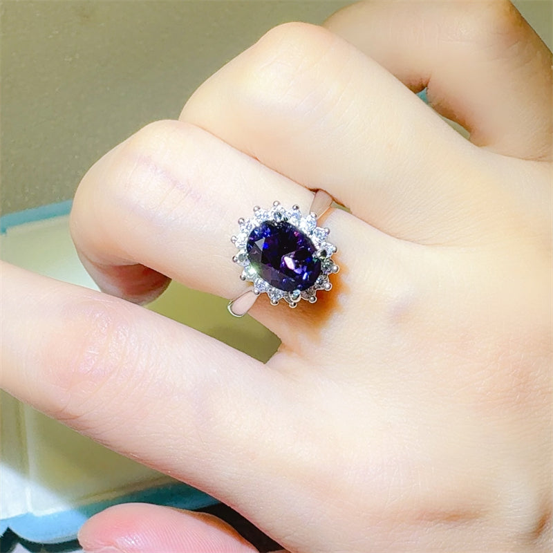 2 Carat 925 Sterling Silver Oval Moissanite Ring - felvior