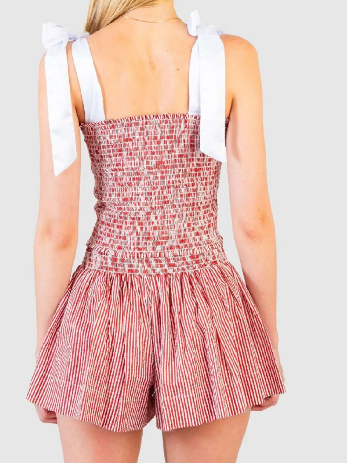 Smocked Tie Shoulder Cami and Shorts Set