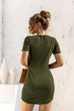 Round Neck Short Sleeve Mini Dress - felvior