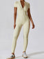 Basic Bae Half Zip Short Sleeve Active Jumpsuit