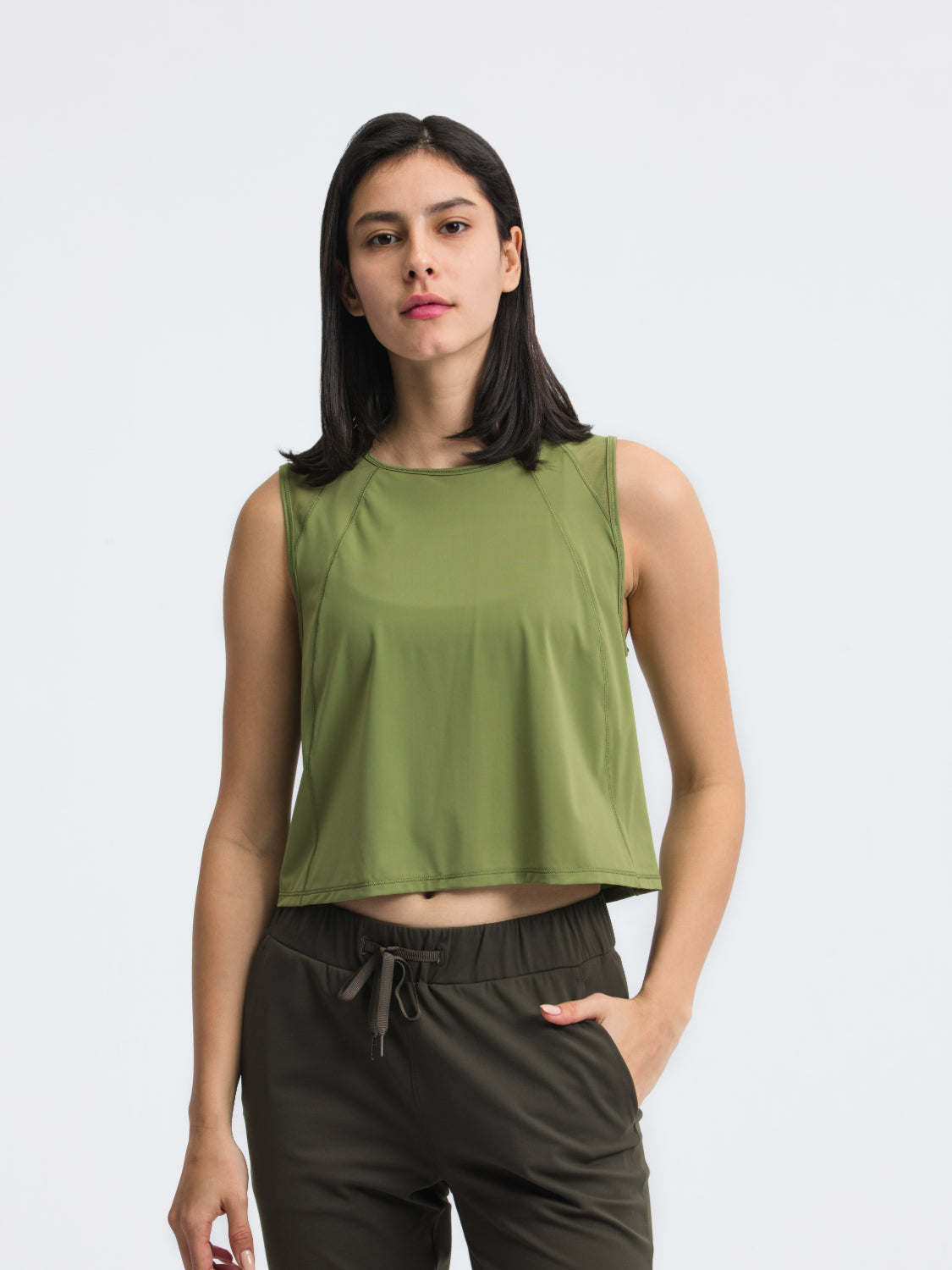 Millennia Round Neck Cropped Active Tank