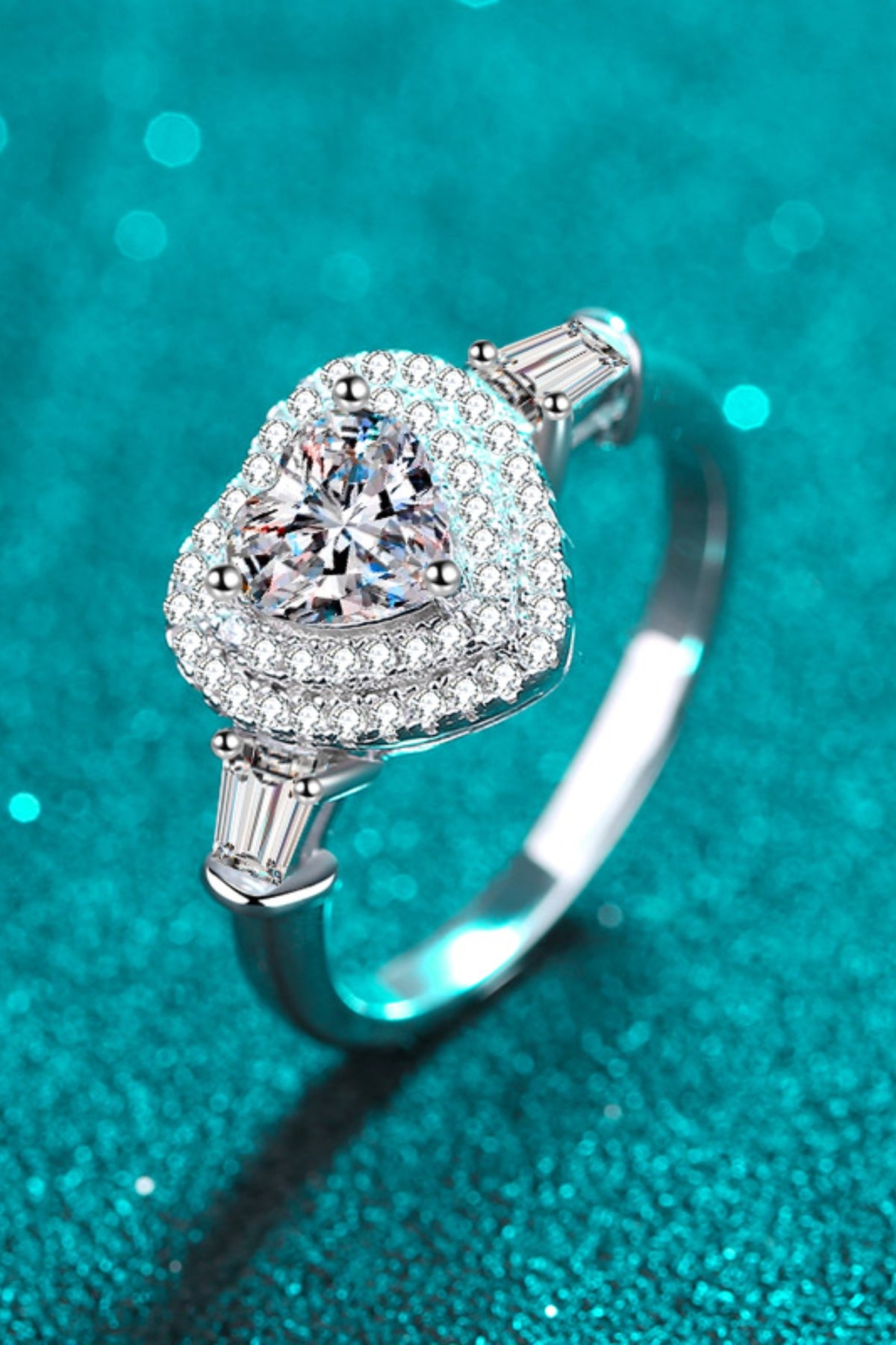 1 Carat Moissanite 925 Sterling Silver Heart Ring - felvior