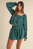 MABLE Embroidered Scalloped Lace Top and Short Set - felvior